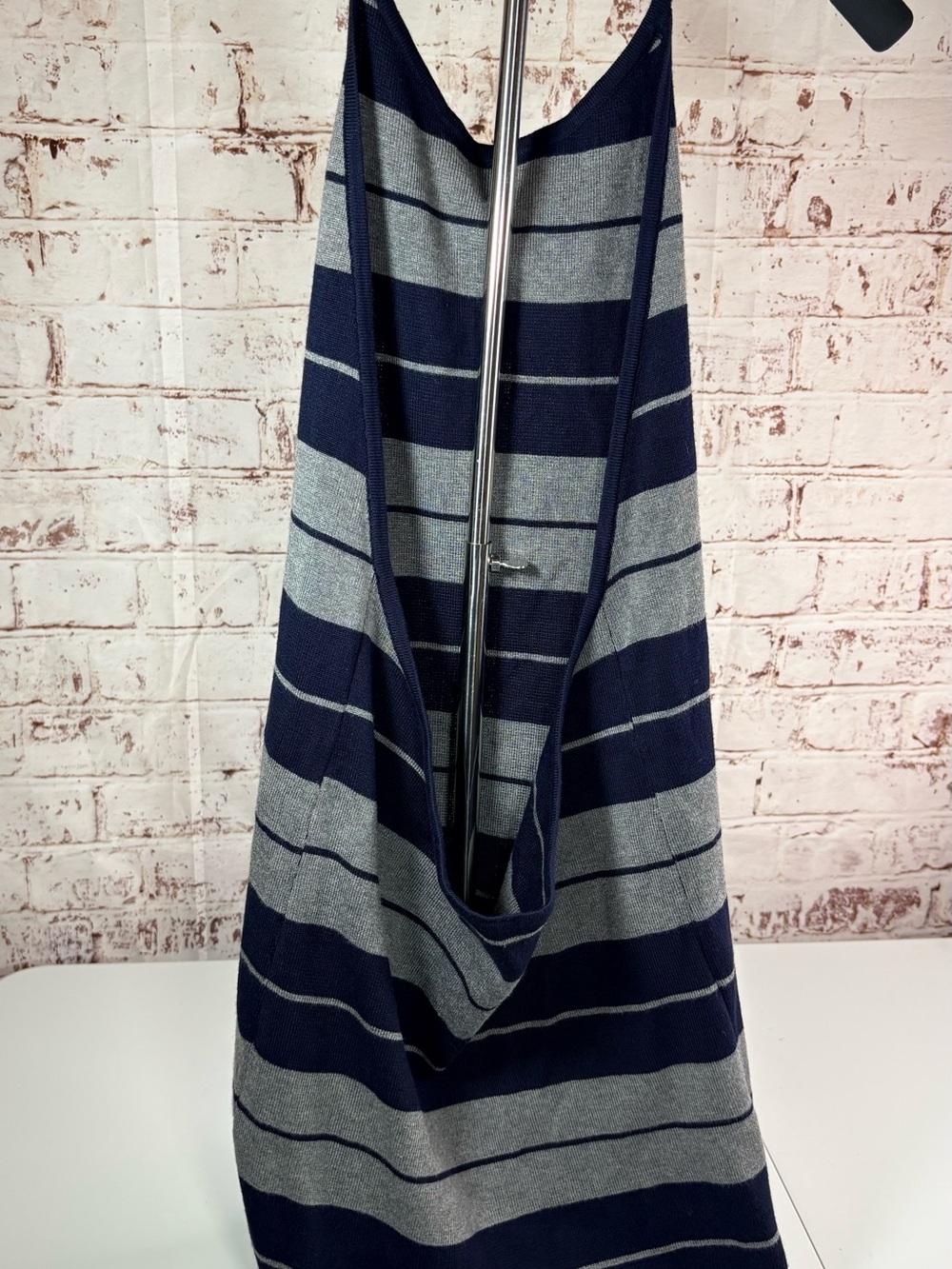 Women's Navy and Gray Striped Maxi Skirt - Picture 7 of 11